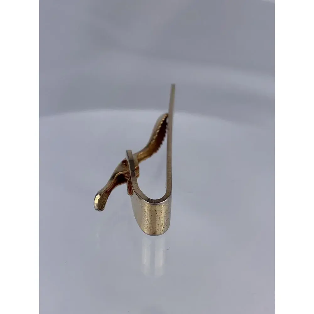 Retro Scroll Swoop Gold Tone Tie Clip Bar Flex Let Quality Vintage